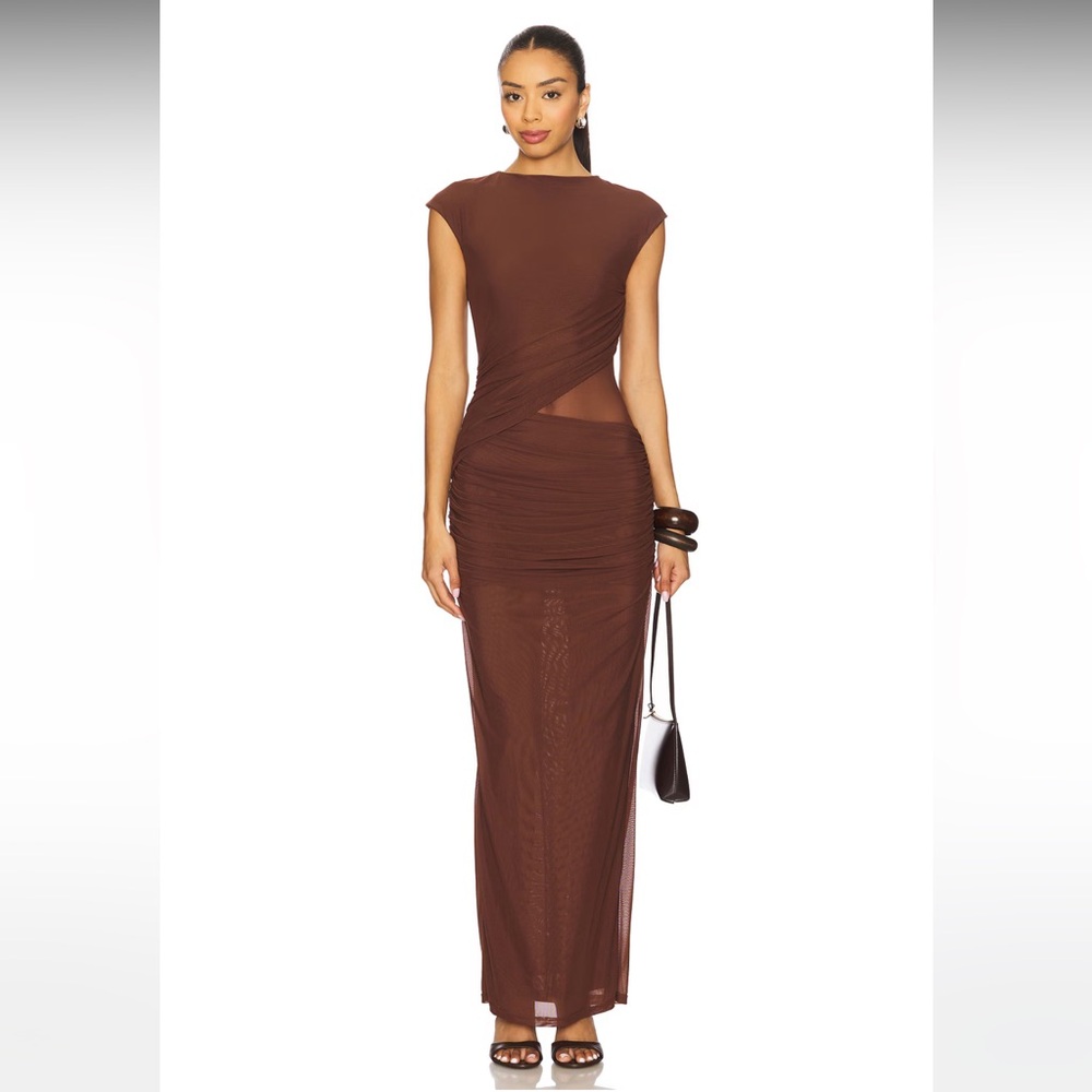 x REVOLVE Lorelai Maxi Dress in Mocha SNDYS-Extra Small